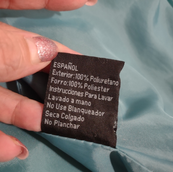 HOW CUTE! Women's Teal Faux Leather Zip Up Jacket Size XS - Picture 7 of 9